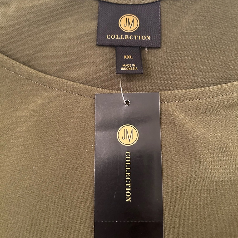 JM Collection Knit Top Size XXL NWT Olive Green
